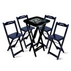 Conjunto de Mesa Bistrô Dobrável Jack Daniel's com 4 Banquetas de Madeira Preta