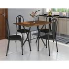 Conjunto De Mesa Bruna Com 4 Cadeiras Tampo BP 91cm Cromo Preto Assento Preto Artefamol