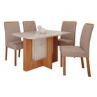 Conjunto de Mesa Cimol Louise 130x80cm com 4 Cadeiras Fernanda - Cinamomo/Off White/Bege