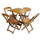 Conjunto de Mesa com 4 Cadeiras de Madeira Dobravel 60x60 Ideal para Bar e Restaurante - Mel