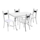 Conjunto de Mesa com 4 Cadeiras Katia Prata e branco