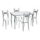 Conjunto de Mesa com 4 Cadeiras Mirela material sintético Branco e Cromado