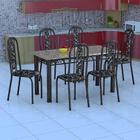Conjunto de Mesa com 6 Cadeiras Granada Preto Floral GR