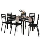 Conjunto De Mesa Com 6 Cadeiras Malva Tampo De Vidro 140cm SF Preto Artefamol