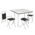 Conjunto de Mesa Dani Quadrada Dobrável Branco e Preto 4 Banquetas - Criativa