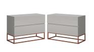 Conjunto de Mesa de Cabeceira Grande Com 2 Gavetas Eros 60cm Para Quarto Design Industrial Premium Base de Ferro Cobre Rosê