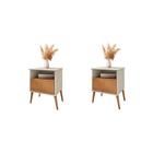 Conjunto de Mesa de Cabeceira Moreira Off White Naturalle - CasaH