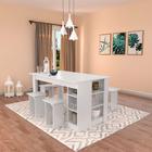 Conjunto de Mesa de Cozinha com 4 Bancos Regina Branco 140 cm