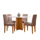 Conjunto de Mesa de Jantar Ana 1,20 Tampo De Madeira Com Vidro e 4 Cadeiras Ana Cor Ypê Off White VL02 New Ceval