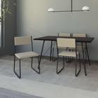 Conjunto de Mesa de Jantar com 4 Cadeiras Angra Suede Bege e Preto 137 cm