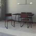 Conjunto de Mesa de Jantar com 4 Cadeiras Angra Suede Marrom e Preto 137 cm