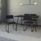 Conjunto de Mesa de Jantar com 4 Cadeiras Angra Suede Preto 137 cm
