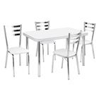 Conjunto de Mesa de Jantar com 4 Cadeiras Gisele Branco e Cromado - Criativa Móveis