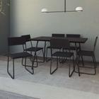 Conjunto de Mesa de Jantar com 6 Cadeiras Angra Suede Preto 150 cm