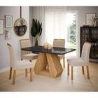 Conjunto de Mesa de Jantar com Tampo de Vidro Chumbo Agata e 4 Cadeiras Juliana Suede Nude e Nature