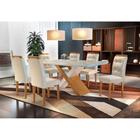 Conjunto de Mesa de Jantar com Vidro e 6 Cadeiras Imperatriz Veludo Creme e Off White