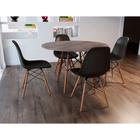 Conjunto de Mesa de Jantar Eames Eiffel Redonda 90cm Tampo de Madeira Amêndoa com 4 Cadeiras Pretas