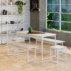 Conjunto de Mesa de Jantar Retangular com 4 Bancos Studio Snow e Branco