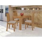 Conjunto de Mesa de Jantar Retangular com 4 Cadeiras Athenas Veludo Creme e Amêndoa