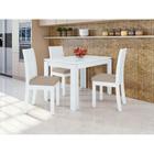 Conjunto de Mesa de Jantar Retangular com 4 Cadeiras Athenas Veludo Creme e Branco - Lopas