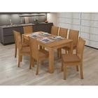 Conjunto de Mesa de Jantar Retangular com 6 Cadeiras Athenas Caramelo e Amêndoa