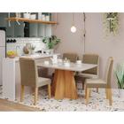 Conjunto de Mesa de Jantar Retangular com Tampo de Vidro Off White Maite e 4 Cadeiras Clarice Suede Joli e Nature - Mobly