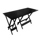 Conjunto de Mesa Dobrável 120x70 em Madeira Maciça com Mesa Aparador - Preto
