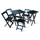 Conjunto de Mesa Dobrável 70x70 com 4 Cadeiras com Mesa Aparador Tarimatã para Area Gourmet - Preto