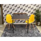 Conjunto de Mesa Dobrável Retrátil 1,40 Preto/Noronha + 2 Cadeiras Eiffel - Amarela