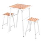 Conjunto De Mesa E 2 Bancos Branco Para Área Externa Jardim