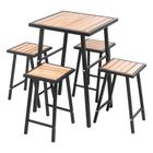 Conjunto De Mesa E 4 Bancos Quadrado Preto Sacada Pequena