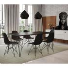 Conjunto De Mesa Eames Clips De Ferro Preto Tampo Preto 135x75 6 Cadeiras Ferro Preta Assento Preto