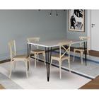 Conjunto de Mesa Elen Retangular Tampo de Madeira 140x80cm Branco com 4 Cadeiras Katrina Off White A