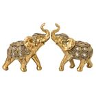 Conjunto de Mesa Estante Decorativa - 11 Cm - Elefante Dourado Sabedoria Luxo Sala