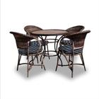 Conjunto de Mesa Fibra Sintética Amsterdã - 4 Poltronas + 1 Mesa - Tecido Nautical Marinho