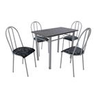 Conjunto de Mesa Genebra com 4 Cadeiras Alicante Branco Liso e Preto Floral