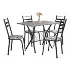 Conjunto De Mesa Itália New Com 4 Cadeiras 1,00m Artefamol Dark/Granito