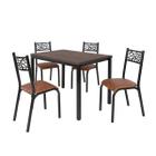 Conjunto de mesa jade flex tampo bp amendoa 1,10m x 0,72m com 4 cadeiras tubo preto fosco - ciplafe