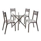 Conjunto de mesa jade slim tampo vidro incolor 0,90m redondo com 4 cadeiras tubo bronze - ciplafe