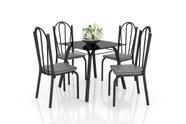 Conjunto De Mesa Lotus 75cm Com 4 Cadeiras 121 Preto Assento Platina Artefamol