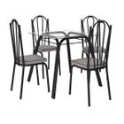Conjunto de Mesa Lotus SF Preto Vidro Incolor De 75 cm Com 4 Cadeiras 121 Preto Assento Platina Artefamol