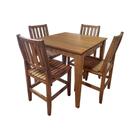 Conjunto de Mesa Madeira Maciça Itália com 4 Cadeiras Sala Cozinha 90x90cm Malbec