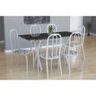 Conjunto de Mesa Miame com 6 Cadeiras Madri Branco e Branco Floral