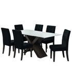 Conjunto De Mesa Para Sala de Jantar Off White Dubai 1,80m MDF com 6 Cadeiras Castanho / Preto - DOBUE