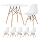 Conjunto de Mesa Redonda Eames 100cm Branco + 5 Cadeiras Eiffel Dsw Branco