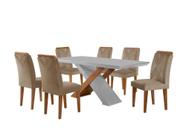 Conjunto de Mesa Rufato Imperatriz com 6 Cadeiras Amsterdã Off White/Imbuia - 22550.15.49.2