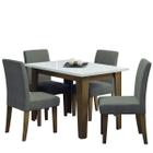 Conjunto de Mesa Sala de Jantar Miami com 4 Cadeiras Trieste Suede 1,20m Cedro / Off White / Mascavo Dobuê