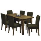 Conjunto de Mesa Sala de Jantar Miami com 6 Cadeiras Trieste Suede 1,60m Cedro / Chocolate Dobuê - Movale