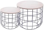 Conjunto de Mesa Sinfonia Estrutura Metalica cor Preta Tampo Madeira - 53477