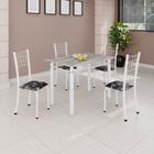 Conjunto de Mesa Tubular 100x60cm Tampo em Topázio com 4 Cadeiras Dany Preto / Branco